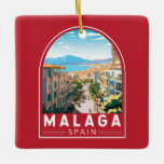 Adorno De Cerámica España Málaga Viajes de arte<br><div class="desc">Diseño de viajes vectores retro de Málaga. Enclavado a lo largo de las playas del sur de España,  Málaga atrae a viajeros con su fascinante mezcla de historia rica,  vibrante cultura y impresionante belleza natural.</div>
