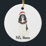 Adorno De Cerámica Español (negro) Springer inglés personalizado<br><div class="desc">Haz la lista de este año con un adorno personalizado de tu pequeño espaniel neerlandés favorito en blanco y negro. Para los regalos más dulces,  ¡emparejételos con una impresión de arte equivalente u otro artículo de mi colección!</div>