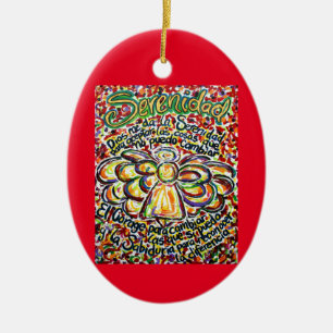 Adorno De Cerámica Español Serenity Prayer Angel Ornament Pendant
