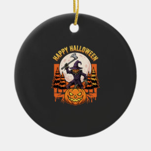 Adorno De Cerámica Espantapájaros Feliz Halloween Jack O Linterna Vec