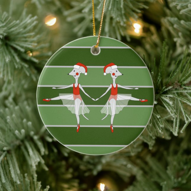 Adorno De Cerámica Especial de Ballerina Mice Twins Navidades (Árbol)