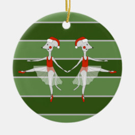 Adorno De Cerámica Especial de Ballerina Mice Twins Navidades