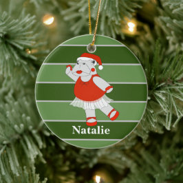 Adorno De Cerámica Especial de Navidades Ballerina Hippo