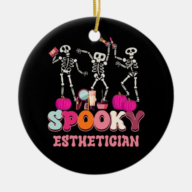 Adorno De Cerámica Espeluznante Esteticista Halloween Skeleton Therap (Frente)