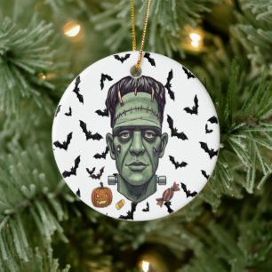 Adorno De Cerámica Espeluznante Halloween con grafito Frankenstein