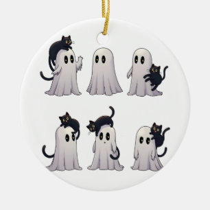 Adorno De Cerámica Espeluznante Pastel Gótico Fantasma Gatos Negros H