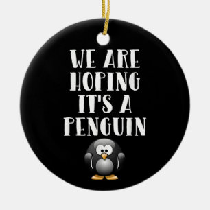Adorno De Cerámica Esperamos que sea un pingüino Mujer embarazada div