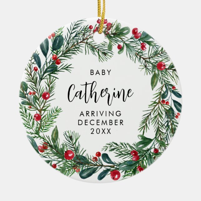 Adorno De Cerámica Esperando Invitación de Embarazo en el Bebé (Frente)