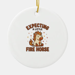 Adorno De Cerámica Esperando un pequeño caballo de fuego camiseta vin