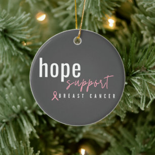 Adorno De Cerámica esperanza de cáncer de mama apoyo Navidad Ornament