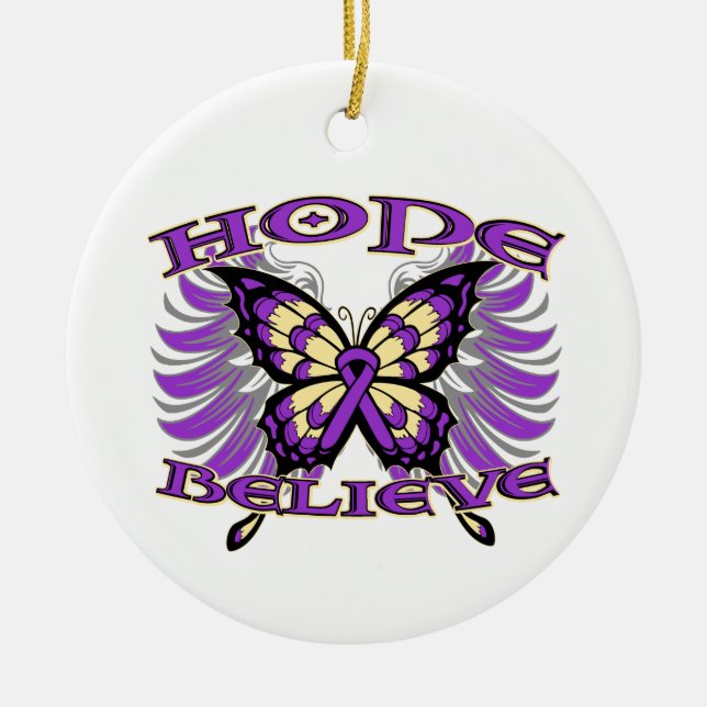 Adorno De Cerámica Esperanza de cáncer pancreático cree mariposa (Frente)