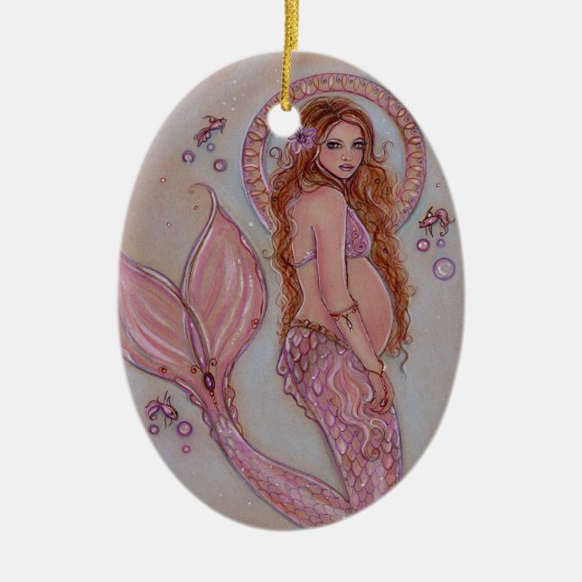 Adorno De Cerámica Esperanza de sirena de pregancia rosa, mamá de Ren (Frente)