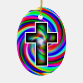 Adorno De Cerámica Espiral de arco iris cruzado