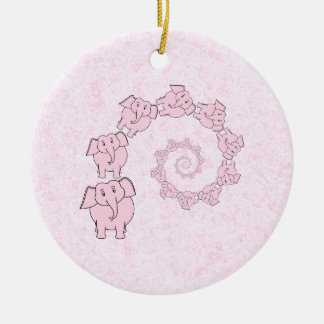 Adorno De Cerámica Espiral de elefantes rosados. Fondo rosado