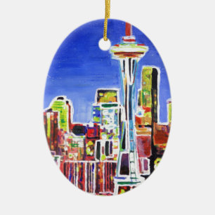 Adorno De Cerámica Espiral De Seattle Con Aguja Espacial
