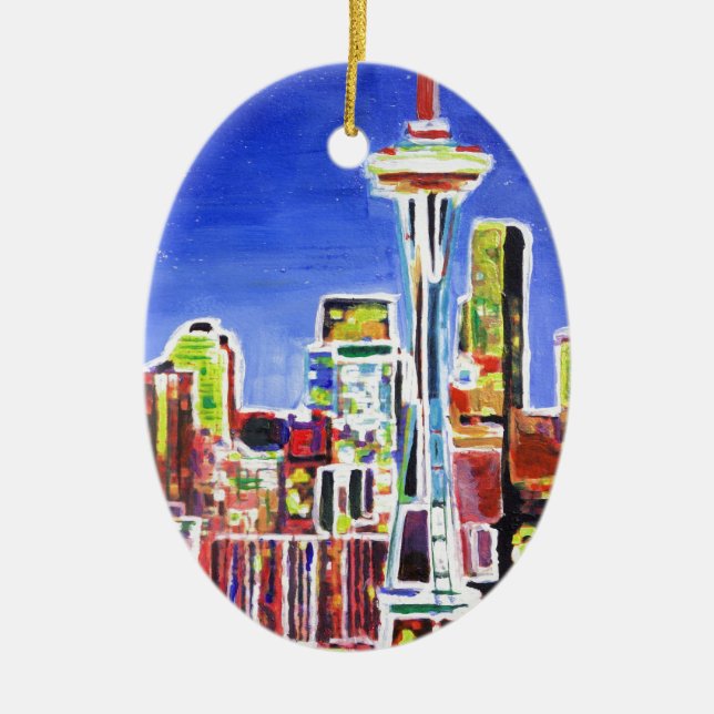 Adorno De Cerámica Espiral De Seattle Con Aguja Espacial (Frente)