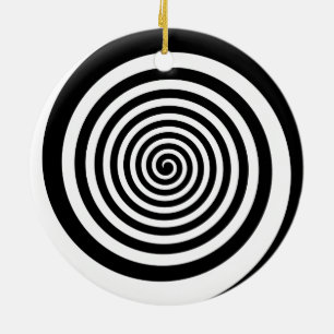 Adorno De Cerámica Espiral hipnótica negra y blanca
