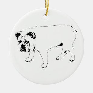 Adorno De Cerámica Espíritu festivo, amuleto de árbol de bulldog