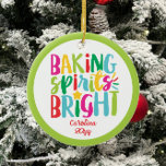 Adorno De Cerámica Espíritus de hormigón Tratamientos de Navidades Co<br><div class="desc">Este diseño de Navidades presenta el texto "aguardientes de hornear brillantes" en tipografía divertida y colorida. Haga clic en el botón personalizar para obtener más flexibilidad al añadir/modificar el texto y/o los gráficos. Las variaciones de este diseño y los productos de coordinación están disponibles en nuestra tienda, zazzle.com/store/doodlelulu. Contáctenos si...</div>