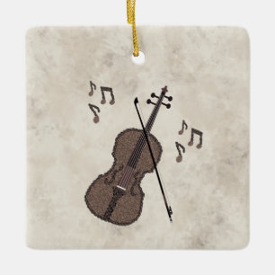 Adorno De Cerámica Espresso Violino-Violín creado con granos de café-