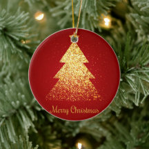 Espumoso Árbol de Navidad Rojo Dorado
