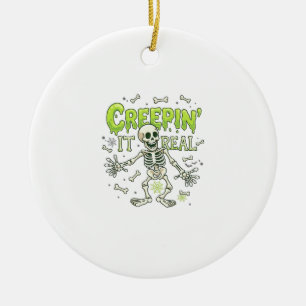 Adorno De Cerámica Esqueleto de Halloween Huesos de Araña Tejiendo Re