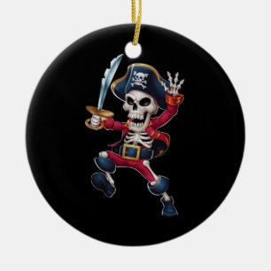 Adorno De Cerámica Esqueleto Pirata Bailando Halloween Niños Jolly Ro