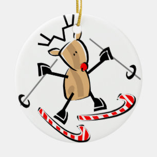 Adorno De Cerámica esquí de Rudolph en los bastones camdy