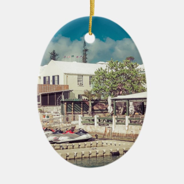 Adorno De Cerámica Esquí del jet de Bermudas (Frente)