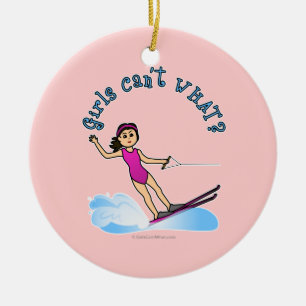 Adorno De Cerámica Esquiadora De Agua Femenina Ligera