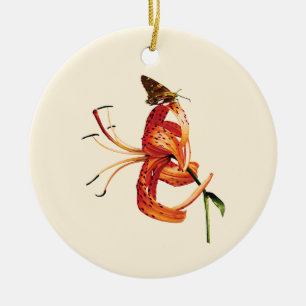 Adorno De Cerámica Esquiadora en la Naranja Tiger Lily