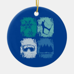 Adorno De Cerámica Esquiadores Deportes de Invierno