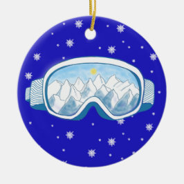 Adorno De Cerámica Esquiar Goggles, danza de copas de nieve