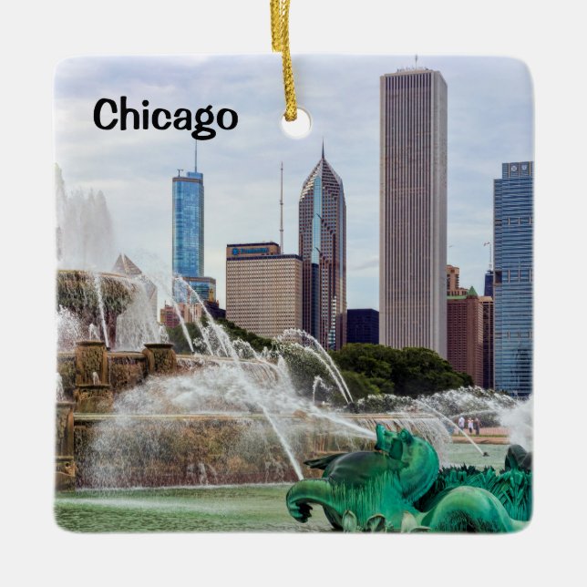 Adorno De Cerámica Esquina de Chicago (Anverso)