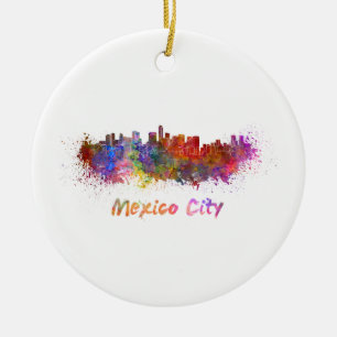 Adorno De Cerámica Esquina de Ciudad de México en acuarela