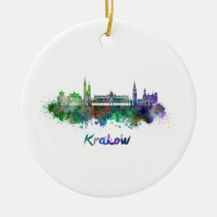 Adorno De Cerámica Esquina de Cracovia en acuarela
