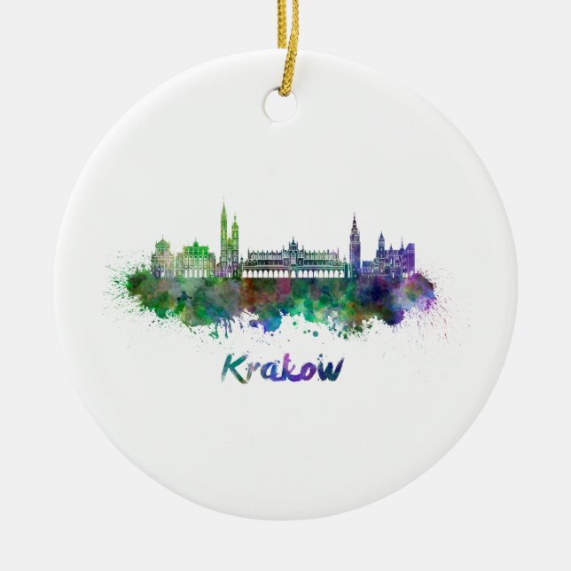 Adorno De Cerámica Esquina de Cracovia en acuarela (Frente)