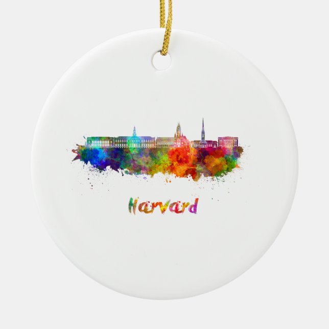 Adorno De Cerámica Esquina de Harvard en acuarela (Frente)