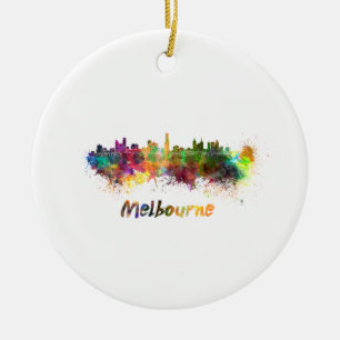 Adorno De Cerámica Esquina de Melbourne en acuarela