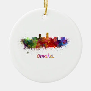 Adorno De Cerámica Esquina de Omaha en acuarela