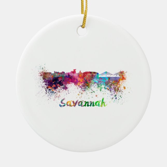 Adorno De Cerámica Esquina de Savannah en acuarela (Frente)