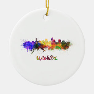 Adorno De Cerámica Esquina de Wichita en acuarela