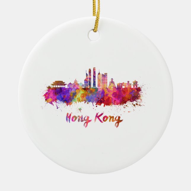 Adorno De Cerámica Esquina V2 de Hong Kong en acuarela (Frente)