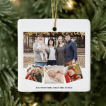 Adorno De Cerámica Esta Es La Temporada Para Ser Elegante Guión Elega<br><div class="desc">Esta Es La Temporada De Ser Jolly | Vegetación de color de agua Pine Cone Elegante Guión Minimalista 4 Ornamento de Collage de fotos familiar. Todos los textos están preorganizados para que puedas personalizarlos fácil y rápidamente con tus propios detalles. ¡Les deseo a todos unas Felices Fiestas!</div>