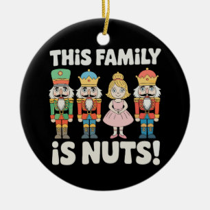 Adorno De Cerámica Esta Familia Está Loca Navidad Cascanueces Xmas