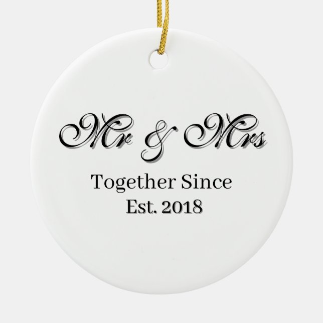 Adorno De Cerámica Established Year Personalized Couple Design (Frente)