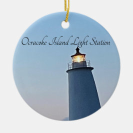 Adorno De Cerámica Estación de Luz de la Isla Ocracoke