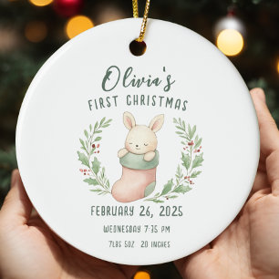Adorno De Cerámica Estadísticas de nacimiento Bebé personalizado Prim