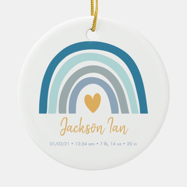 Adorno De Cerámica Estadísticas de natalidad personalizadas del Boho  (Frente)