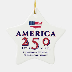 Adorno De Cerámica Estados Unidos 250 Regalo Patriótico Keepsake